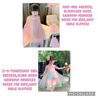 Baby Girl Dresses, Sleeveless Mesh Rainbow Princess Dress For Kids,Baby Girls Clothes/(1-6 Years)Baby Girl Dresses,Sling Mesh Rainbow Princess Dress For Kids,Baby Girls Clothes