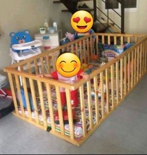 Baby, Infant or Toddler One-Year to Three Years Old  long Single Bed-sized Wooden Protective  Playpen Playfence Barrier