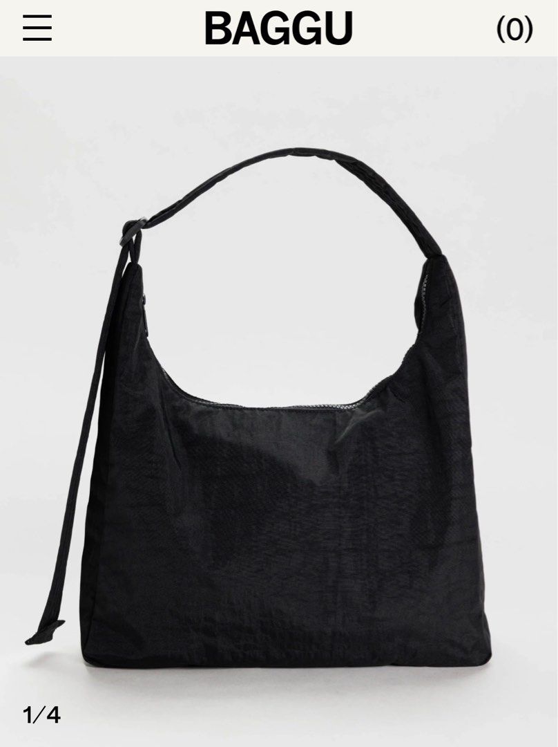 baggu black leather bag