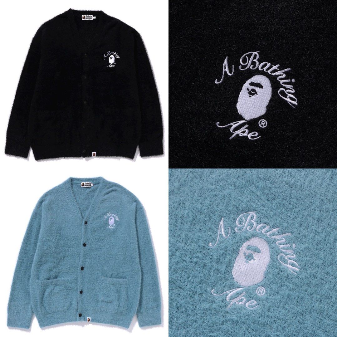 BAPE EMBROIDERY SHAGGY KNIT CARDIGAN