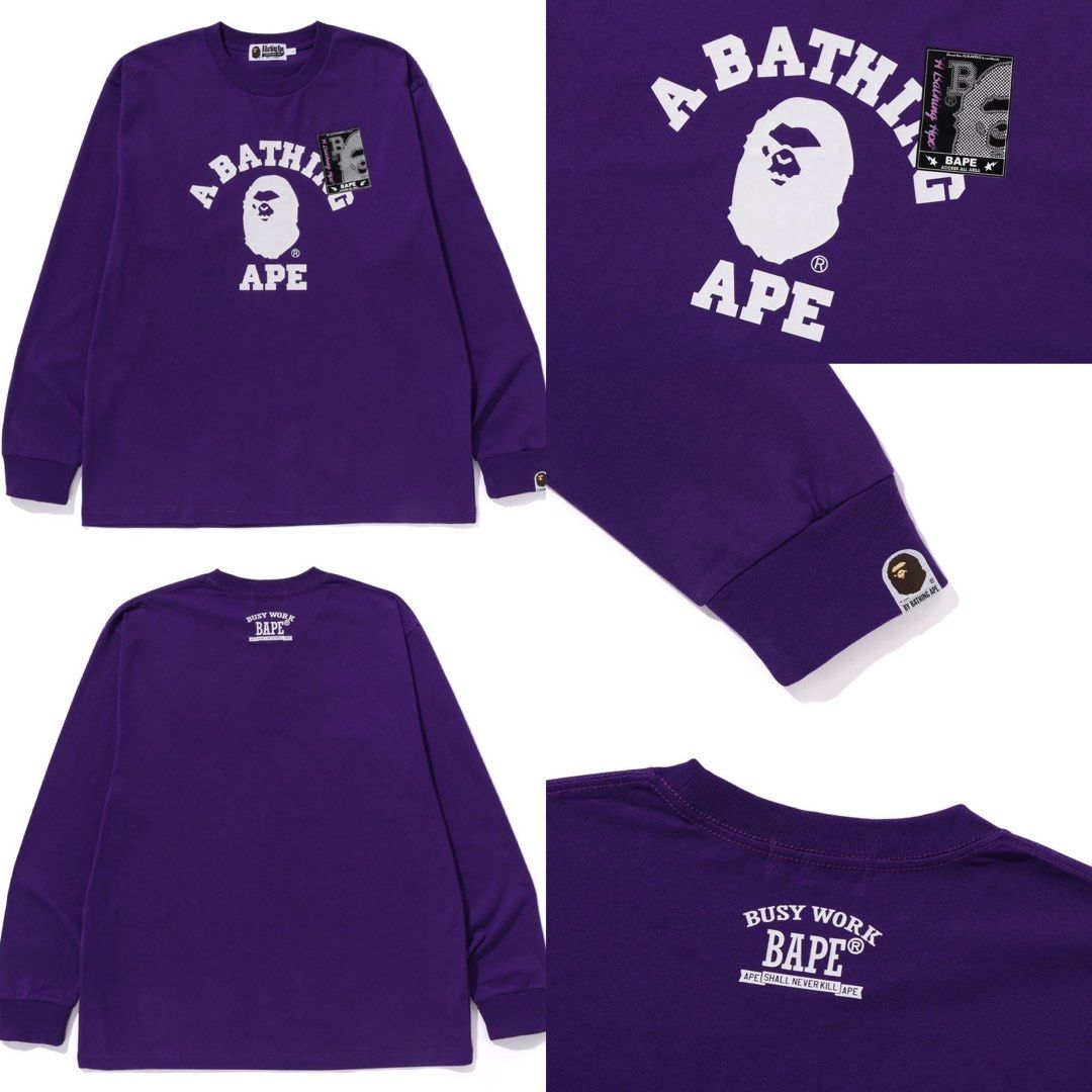 BAPE MAD FACE COLLEGE L/S TEE