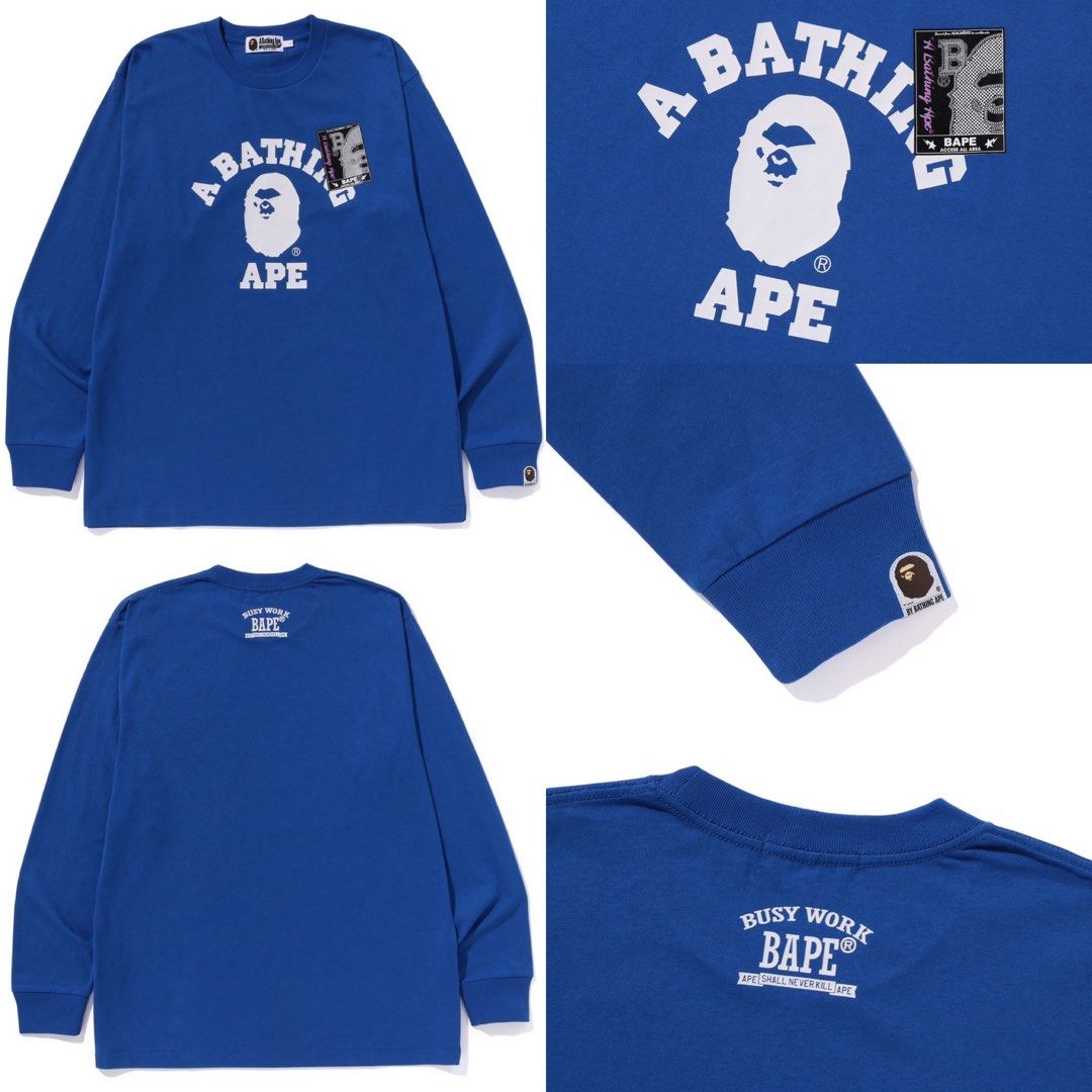 BAPE MAD FACE COLLEGE L/S TEE