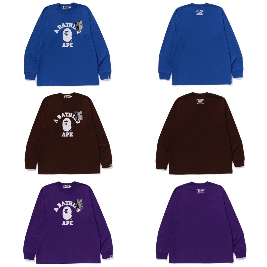 BAPE MAD FACE COLLEGE L/S TEE