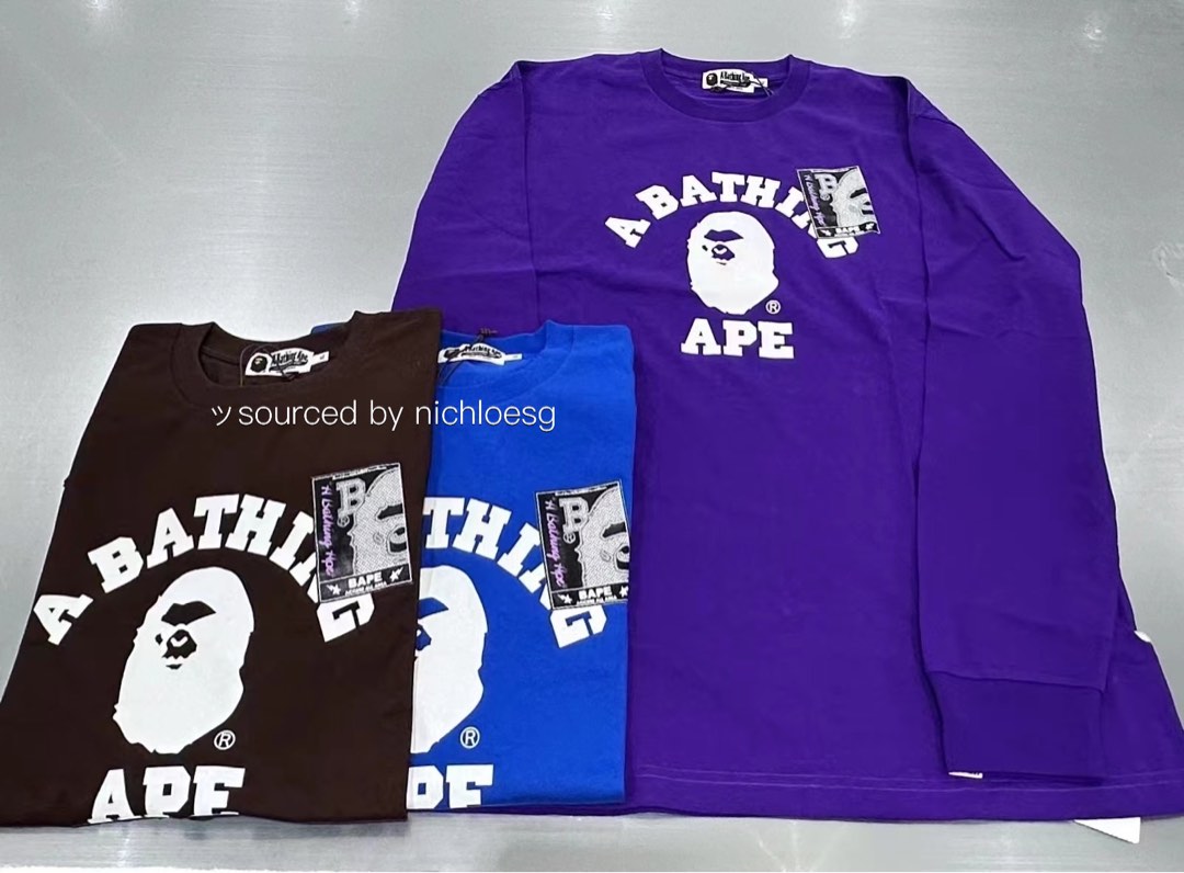 BAPE MAD FACE COLLEGE L/S TEE, Men's Fashion, Tops & Sets, Tshirts