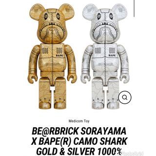 Bearbrick x BAPE x Hajime Sorayama Camo Shark 1000% Gold - US
