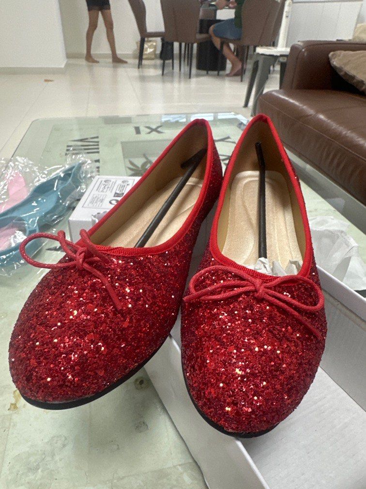 Red sparkly new arrivals ballet flats