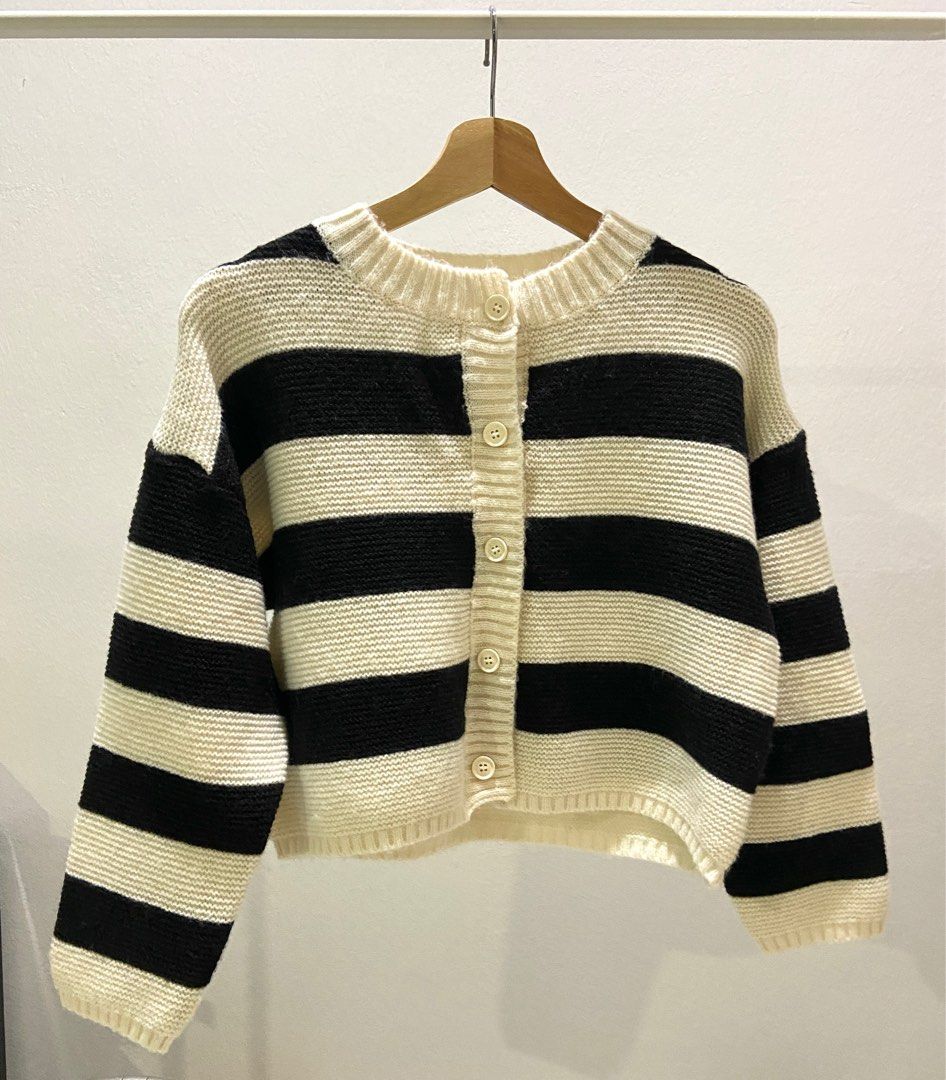 Black and online cream cardigan