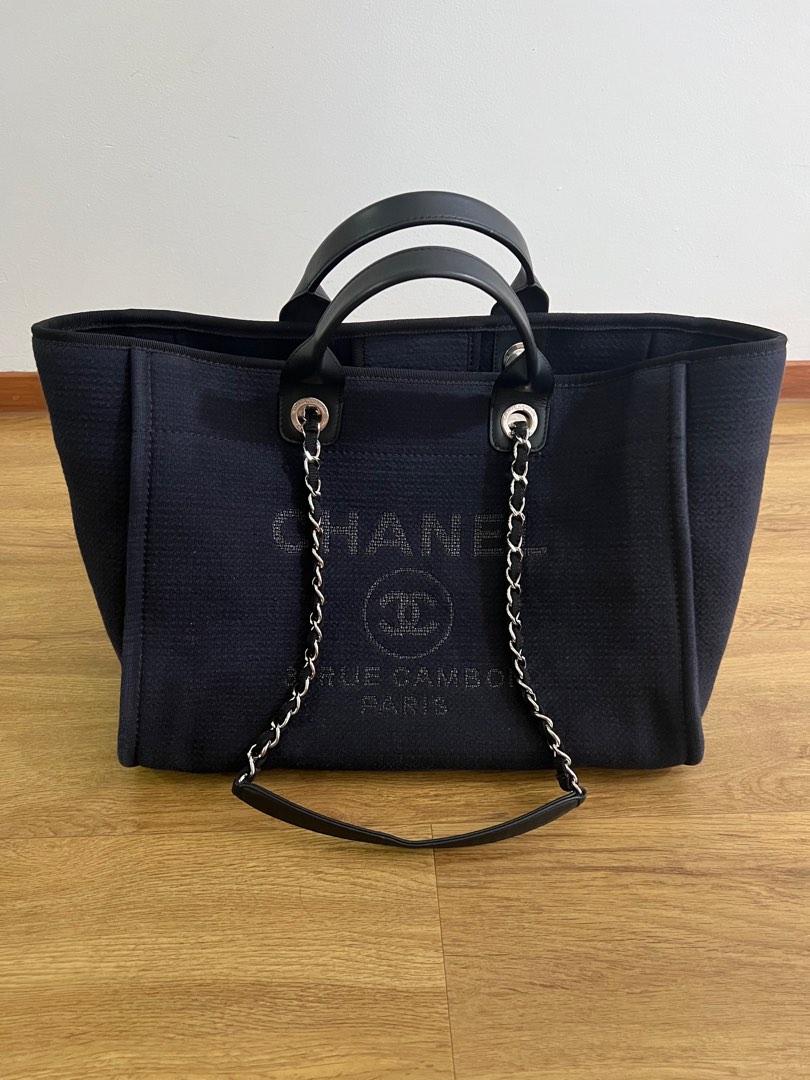 Black chanel shop canvas tote