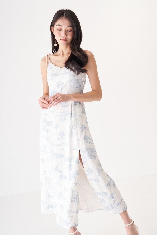 BN TCL Shilla Midi Dress in Island Stories Blue Print