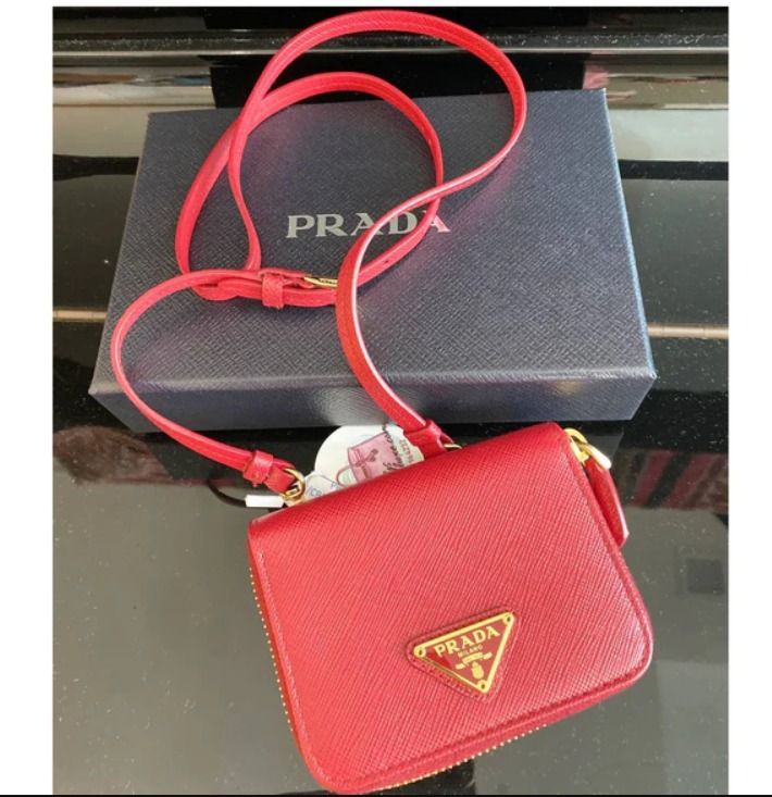 AUTHENTiC Prada Saffiano Leather Crossbody wallet on Strap with
