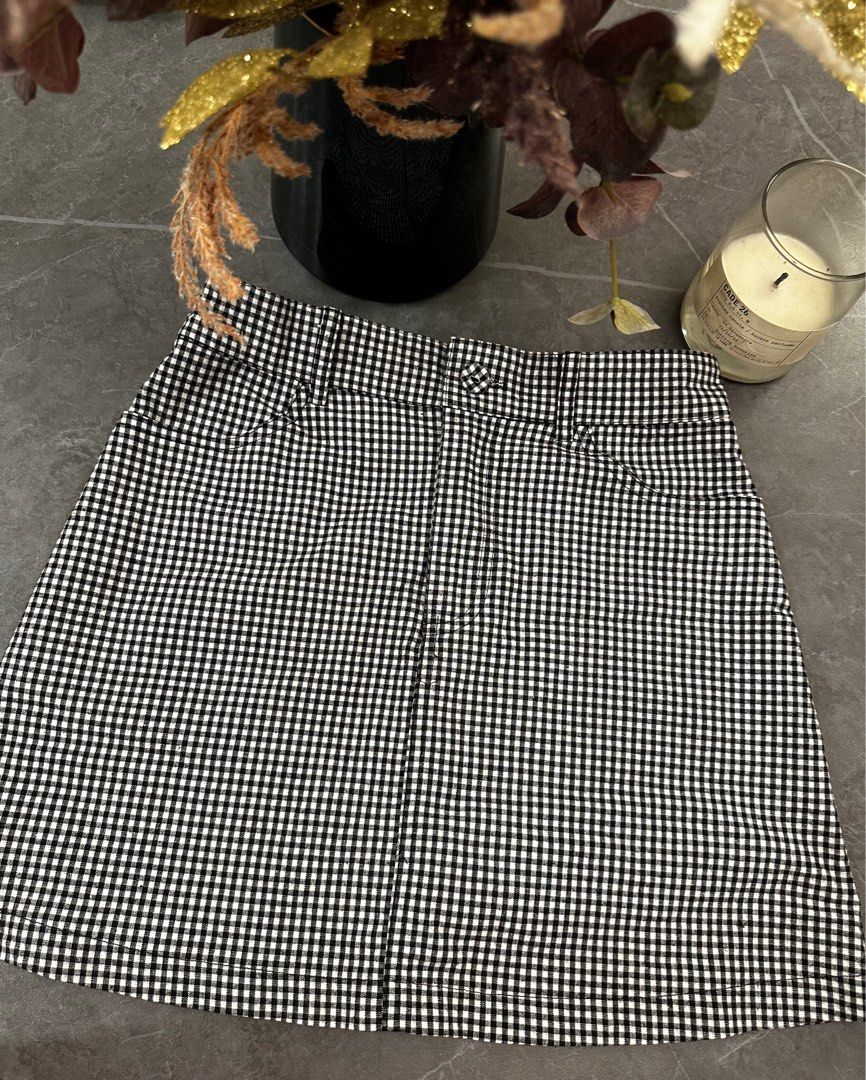 Brandy melville black and white checkered skirt top