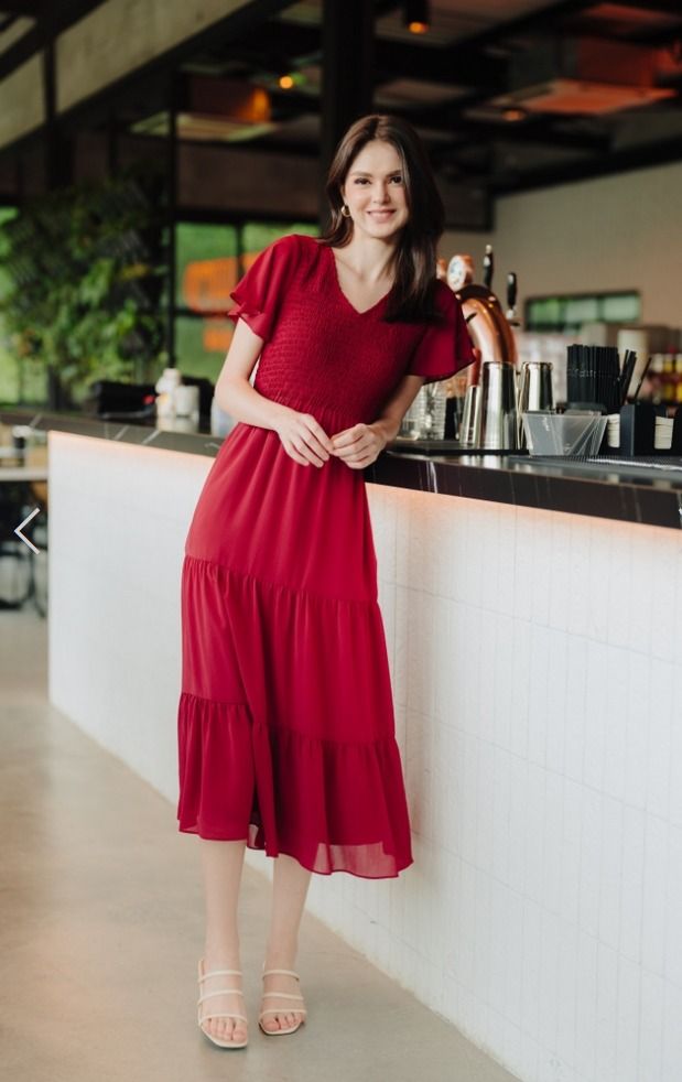 Red midi shop maxi dress