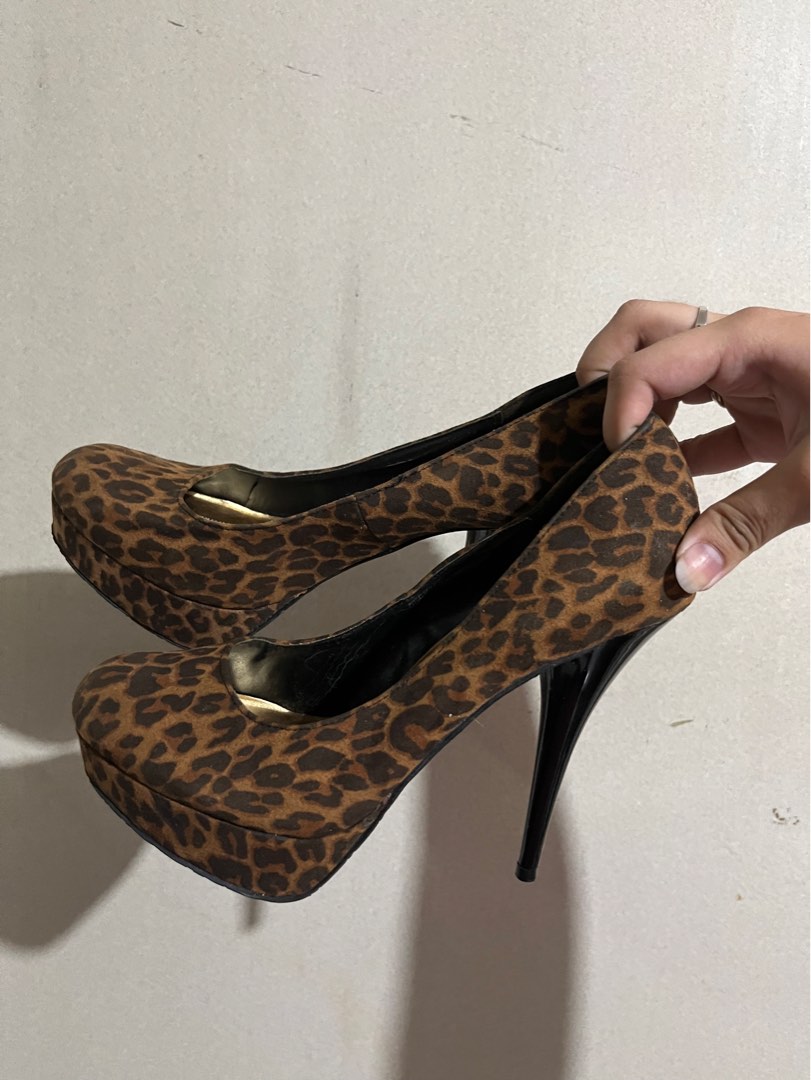 Candies Leopard Platform Stiletto Heel Sandals Women s Fashion Footwear Heels on Carousell