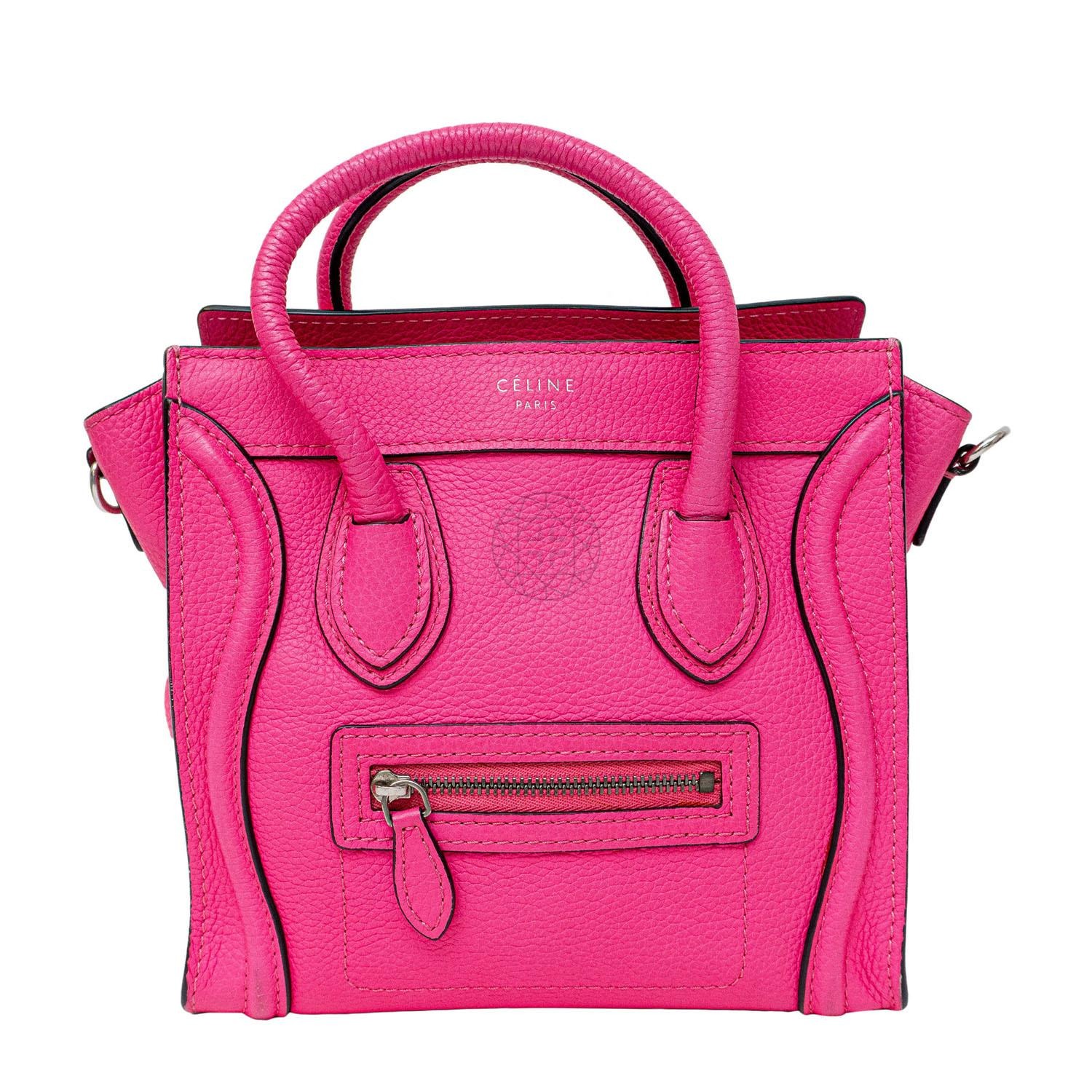 Celine Nano Luggage Crossbody Bag in Fluo Pink, Luxury, Bags & Wallets