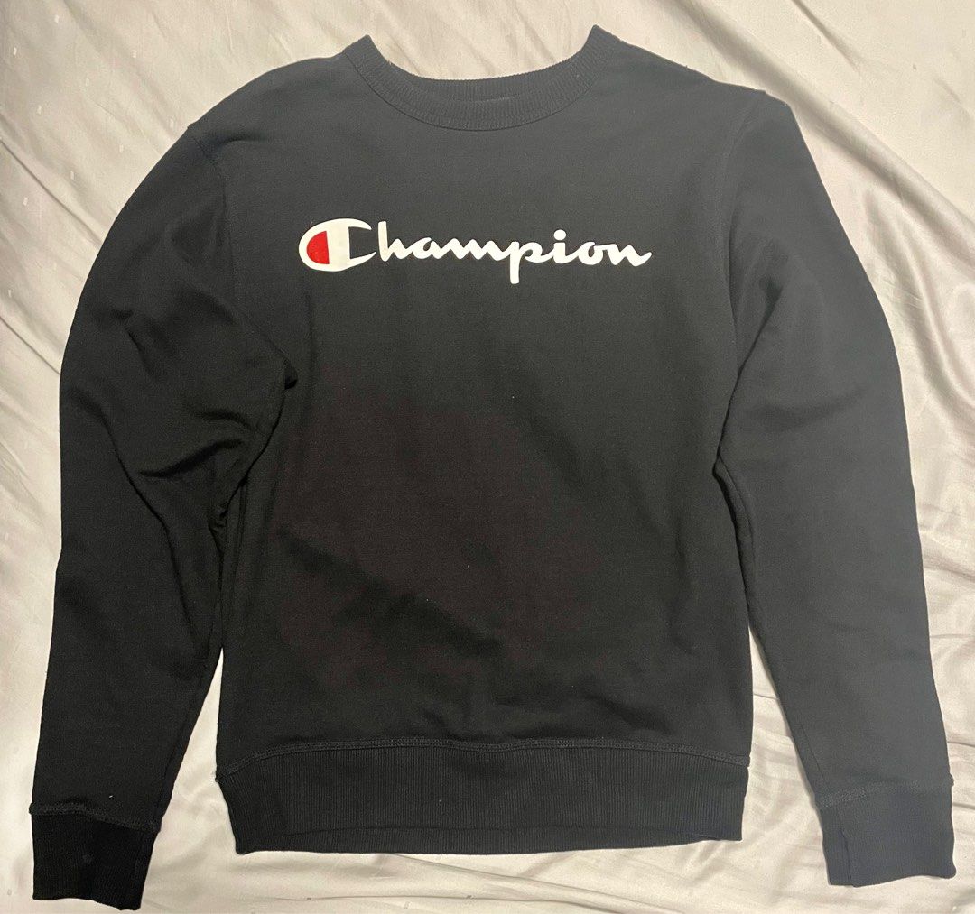 Champion Long Sleeve Crewneck Black Luxury Apparel on Carousell