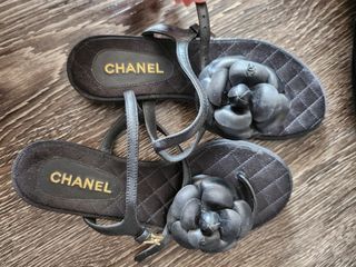 CHANEL Glitter Jelly Camellia Thong Sandals IT 40