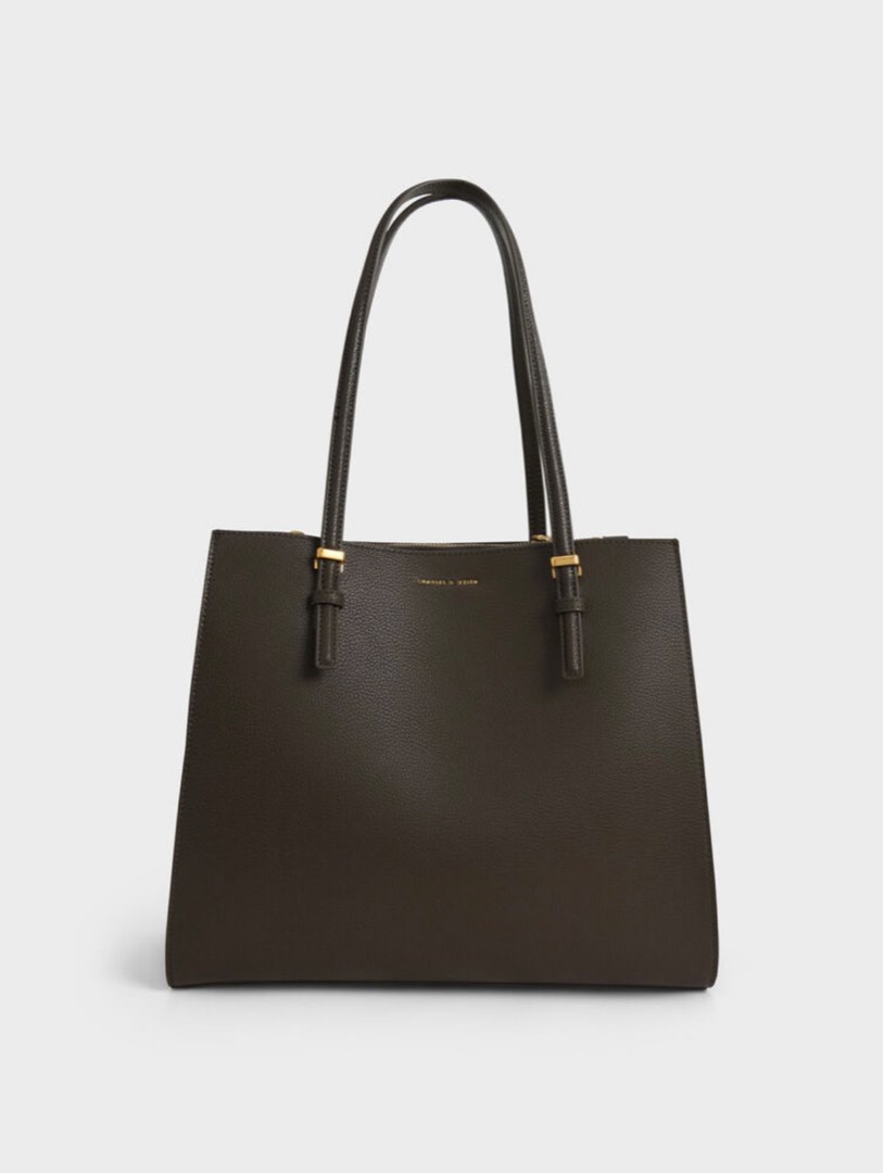 Charles and keith sansa tote bag in dark moss Women s Fashion
