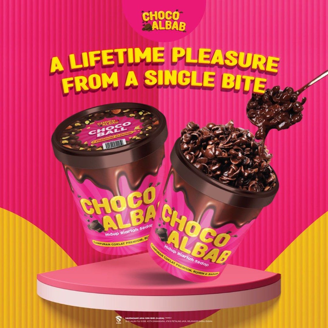 Choco Albab (Category: Local Eats) located in Singapore. Submitted by missymissyin80 (Listing ID 1258642821, Image 3). Description: Choco Albab Belgian Dark Chocolate Tubs Choco Rice Choco Ball Choco Crunch Choco Dorayaki Unicorn Strawberry Chocolate Red Velvet Dark Chocolate Famous Mocha .