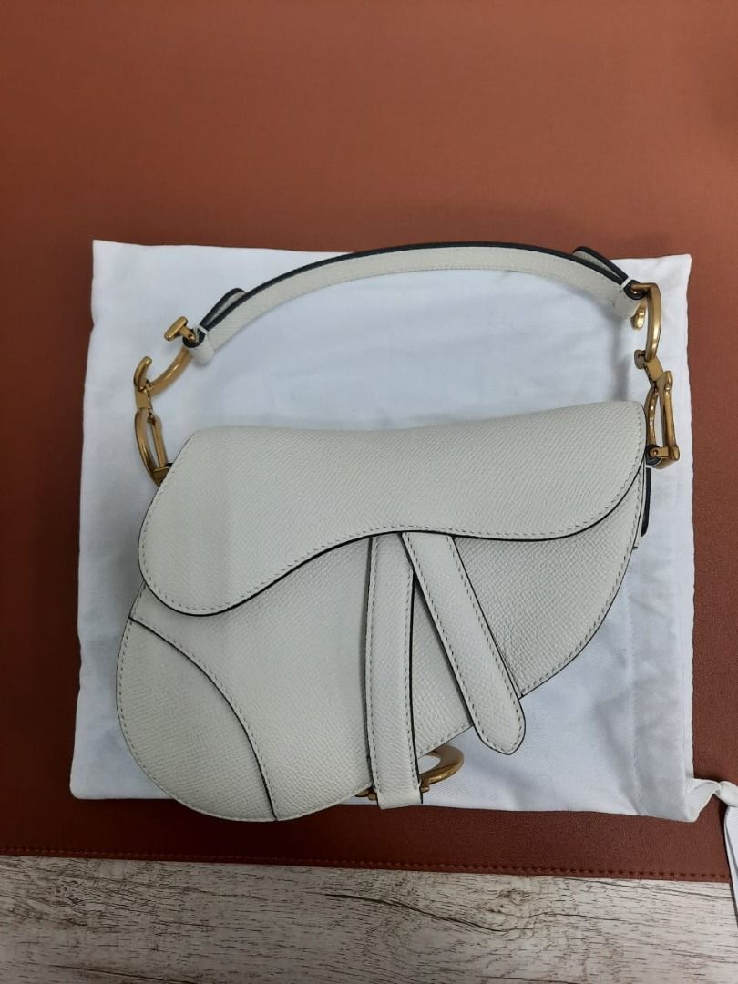 Christian Dior White Leather Mini Saddle Bag, myGemma