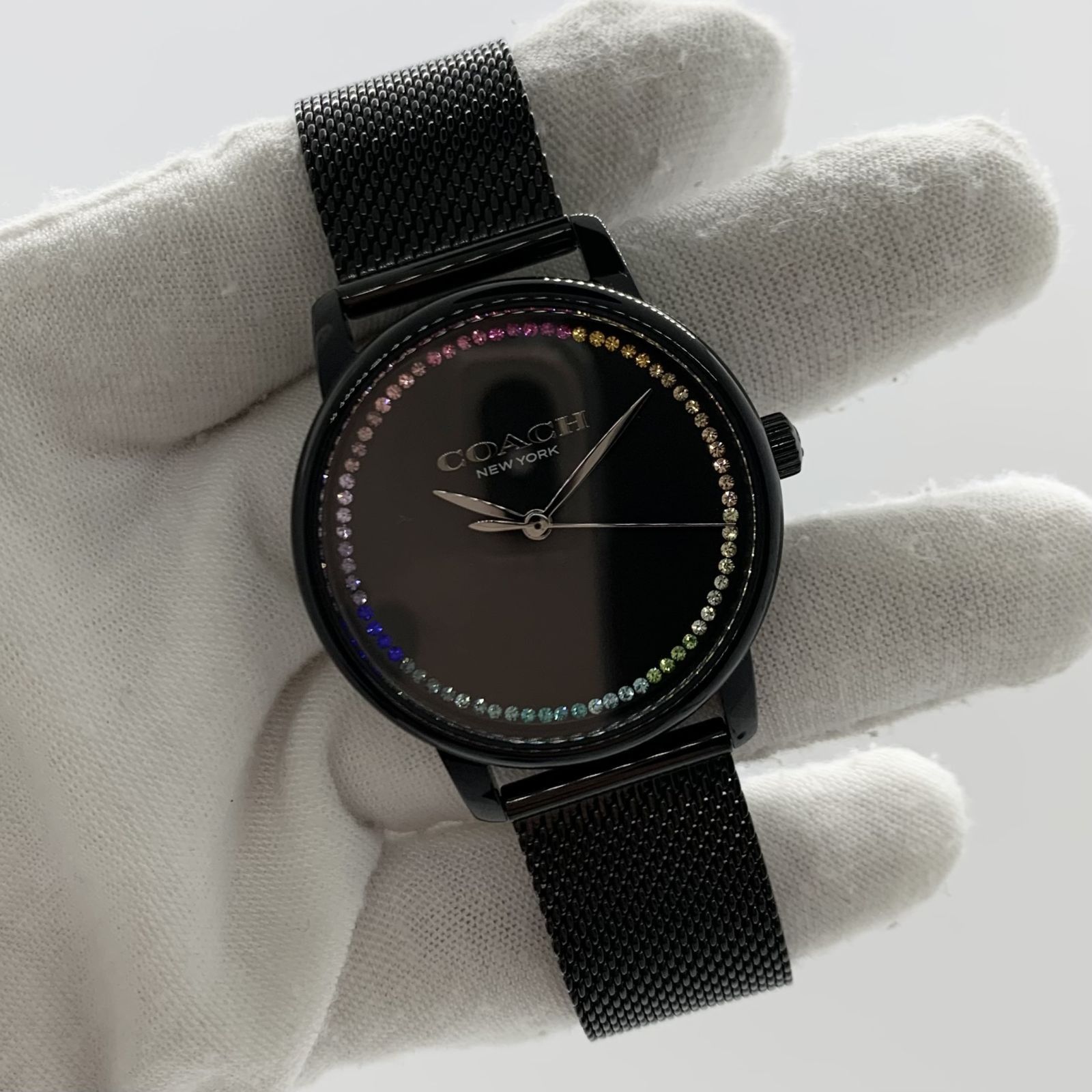 COACH CA.113.7.34.2232 RAINBOW RHINESTONE BLACK QUARTZ LADIES