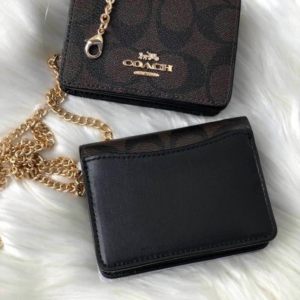 Coach 6650 Mini Wallet On A Chain In Signature Canvas Brown