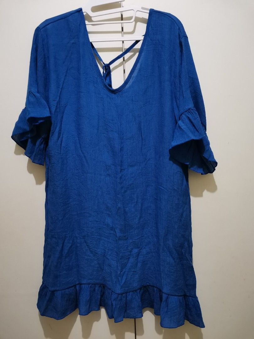 Blue Coverup Dress (Category: Dresses) located in Davao. Submitted by allthatstuff (Listing ID 1258555239, Image 1). Description: Never been used as too big for me L 33.5 inches, W 21 inches (armpit to armpit) Payment plus SF.