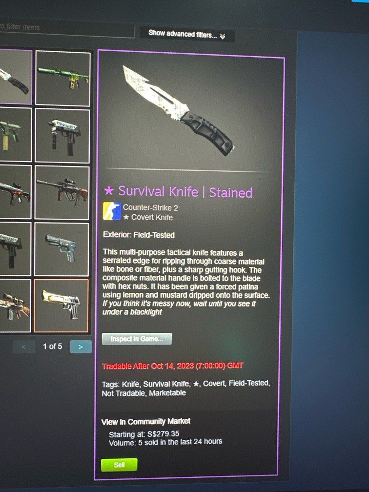 CSGO Survival Knife Stained field tested, Video Gaming, Gaming