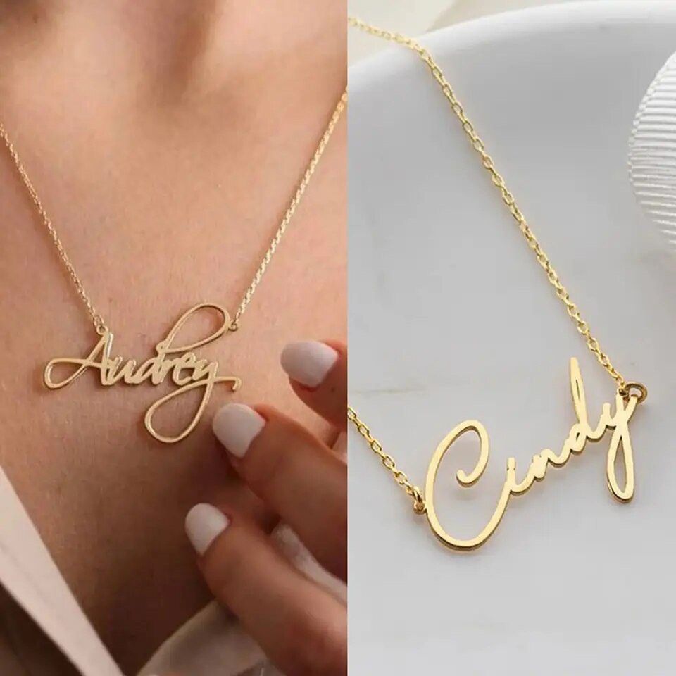 Custom Name Necklace Stainless Steel Jewelry Necklace Personalized Letter Pendant Women Choker Gift Collier Personalise