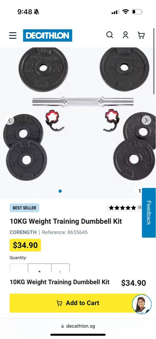 10kg dumbbell hotsell set decathlon