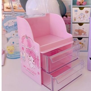 Desktop Desk Storage Organizer with 2 Drawer Rack Box Sanrio Kuromi My Melody Cinnamoroll with Cover No Ratings Yet 0