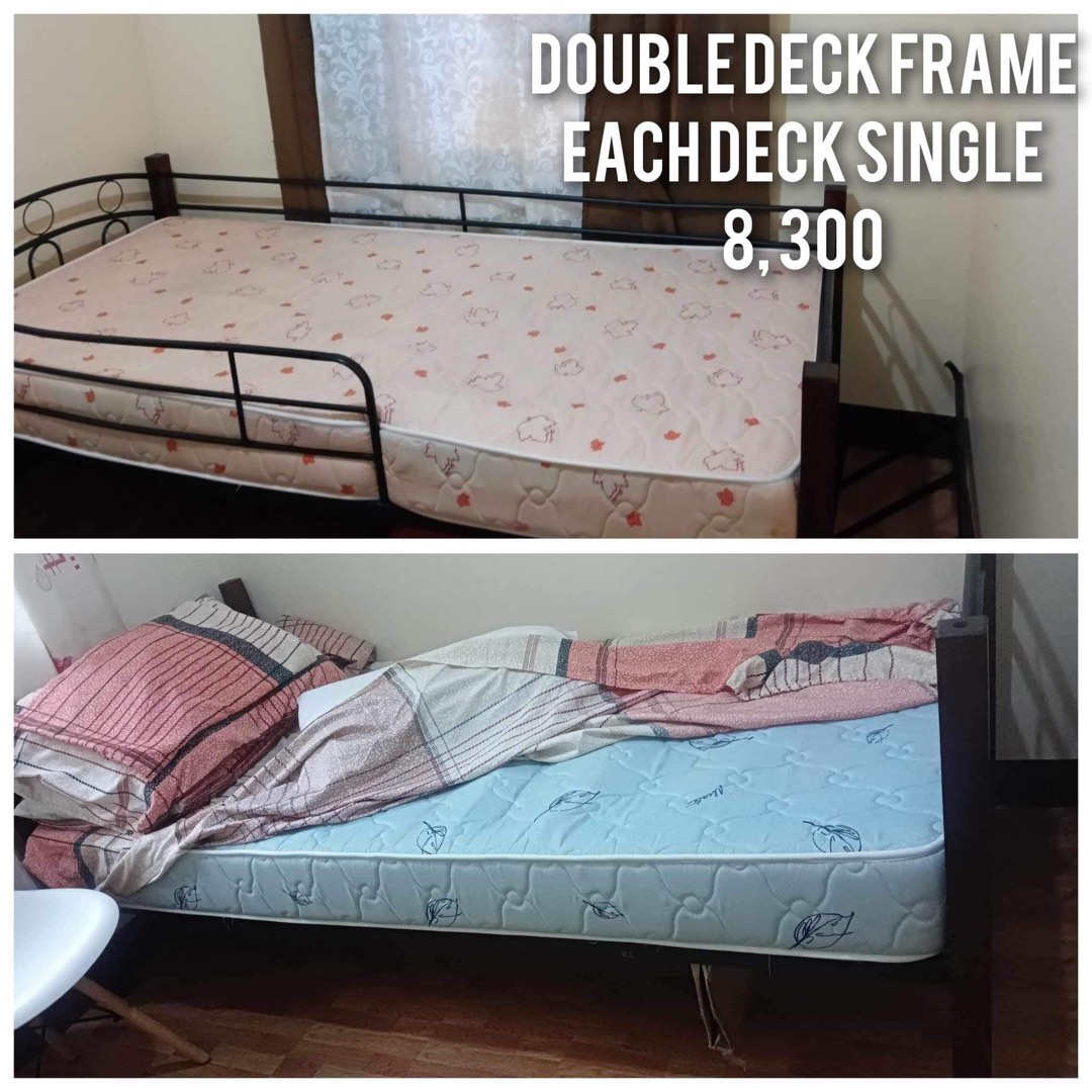 Detachable double deck bed frame and matresses, Furniture & Home Living
