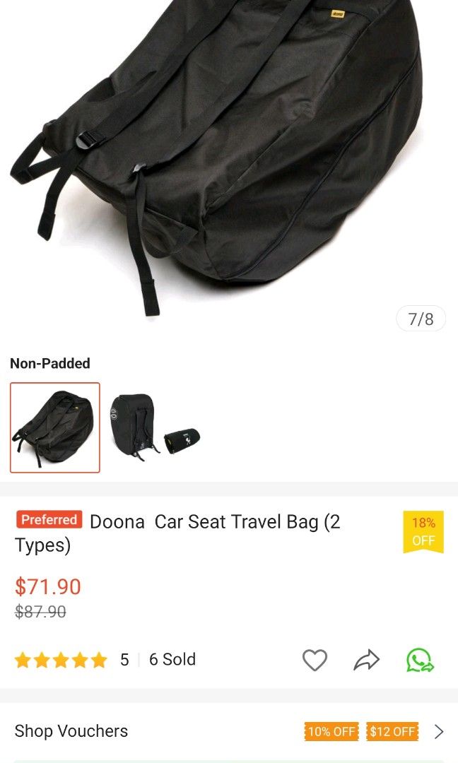 Doona car seat travel bag non padded Babies Kids Going Out