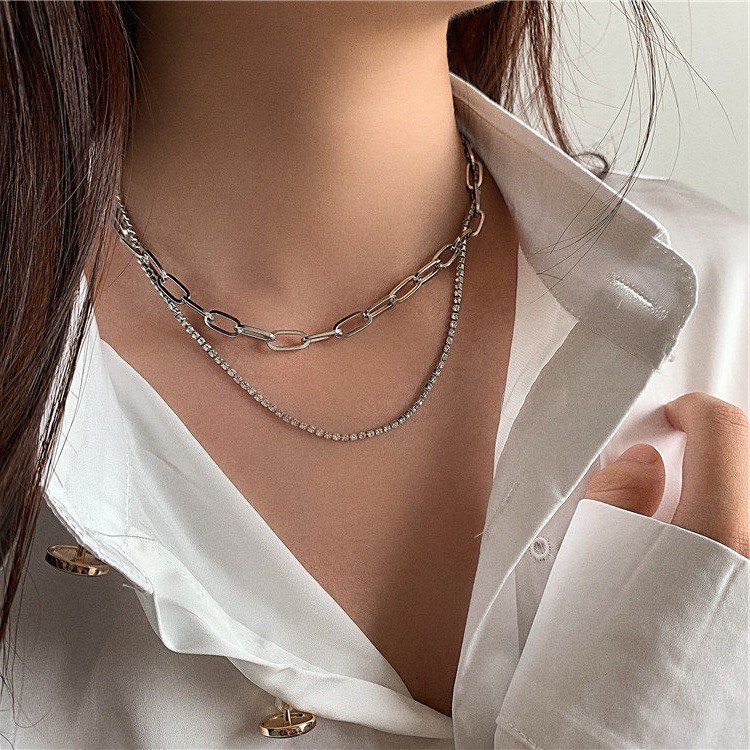 Double silver new arrivals chain necklace