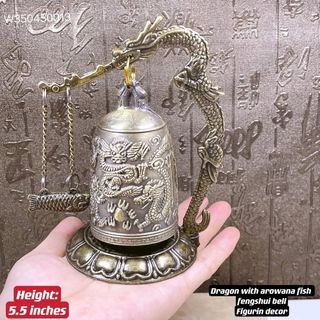 Dragon with arowana fish fengshui bell decor