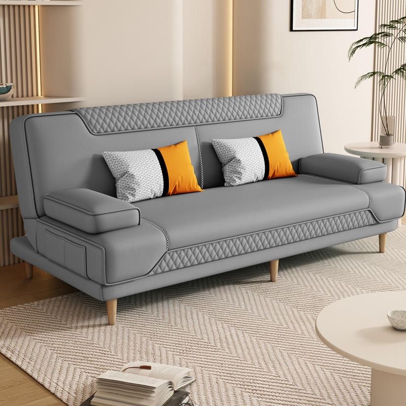 Faux Leather Sofa Solid wood frame Sofa Bed Wear resistant and scratch resistant High resilience sponge Disposable and easy to clean side storage