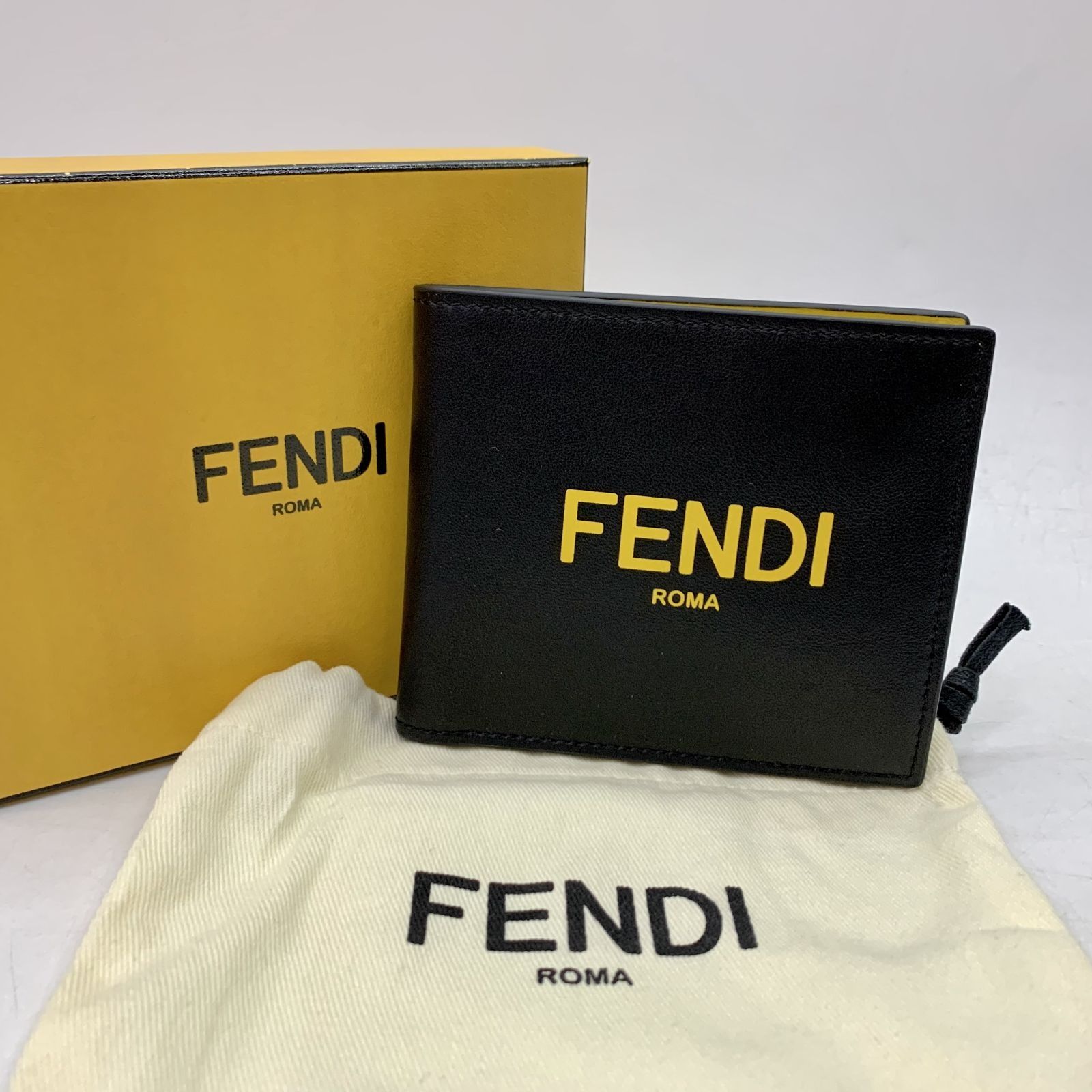 FENDI 7M0169 BLACK AND YELLOW BIFOLD WALLET 237030396 AL
