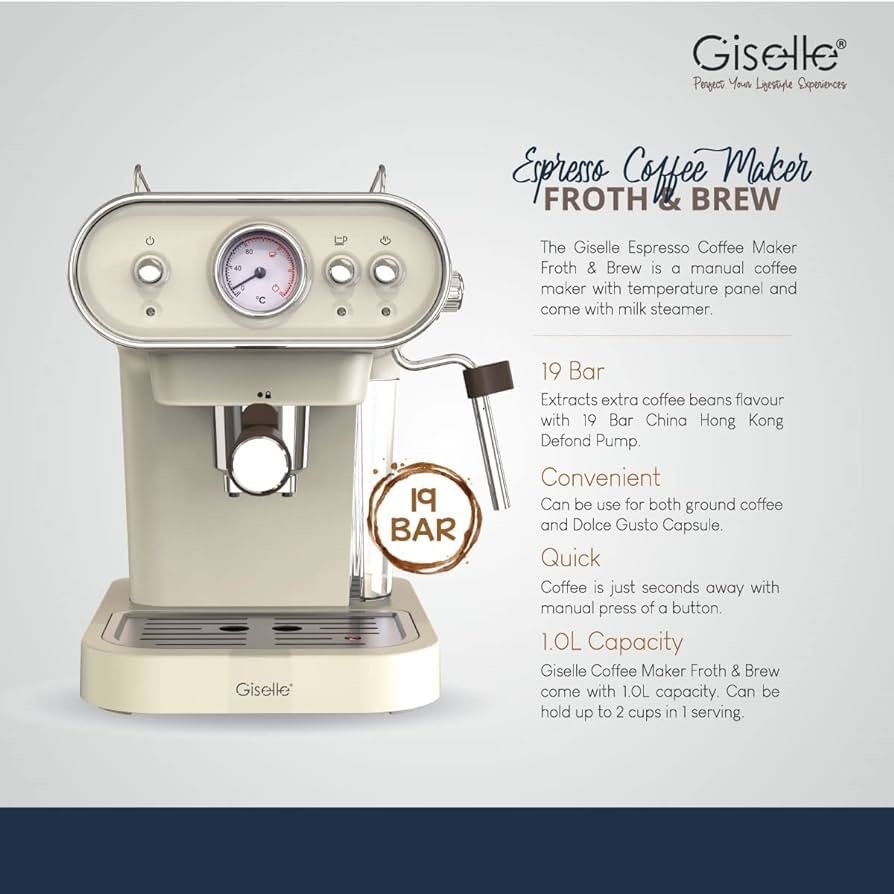 Giselle Coffee Maker Froth & Brew, TV & Home Appliances, Kitchen