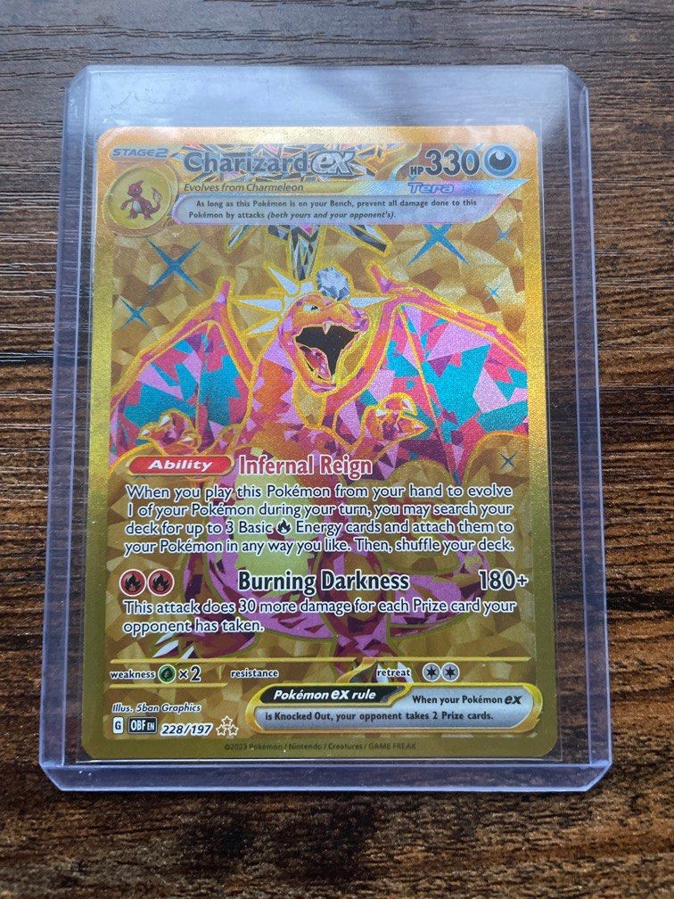 Gold Charizard Secret Rare obsidian Flames, Hobbies & Toys, Toys ...