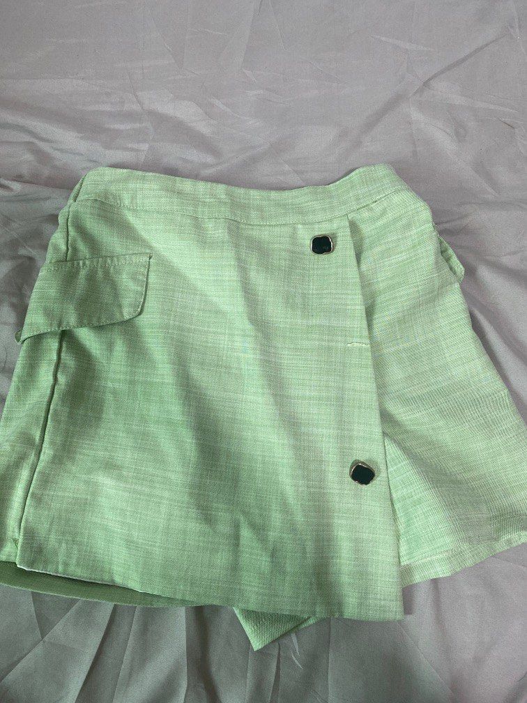 Green skirt with shorts inside, Women's Fashion, Bottoms, Skirts on Carousell