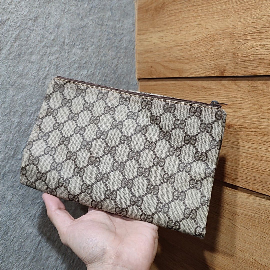 Authentic Gucci GG Canvas/Leather Mini Pochette Bag, Luxury, Bags & Wallets  on Carousell