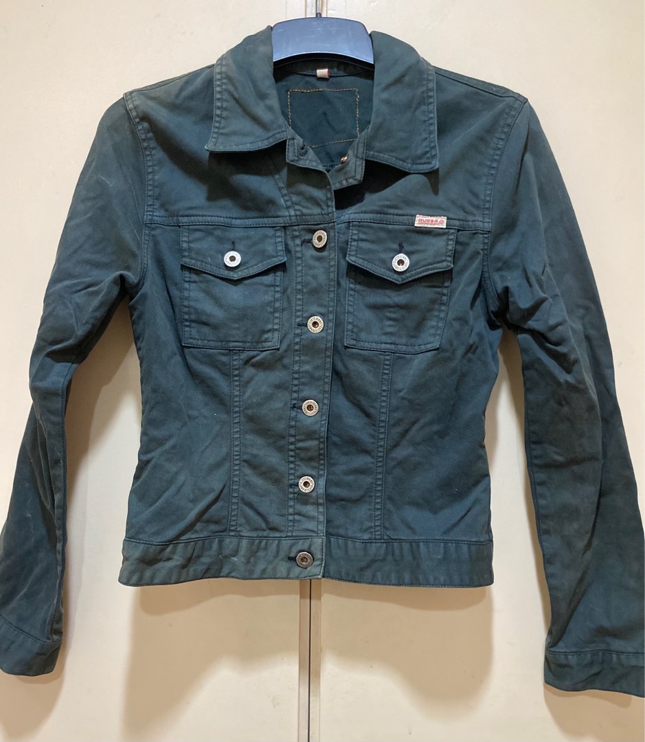 Guess black denim jacket womens outlet
