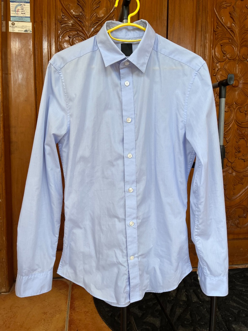 H&M Dress Shirt Light Blue Male (XS), Men's Fashion, Tops & Sets