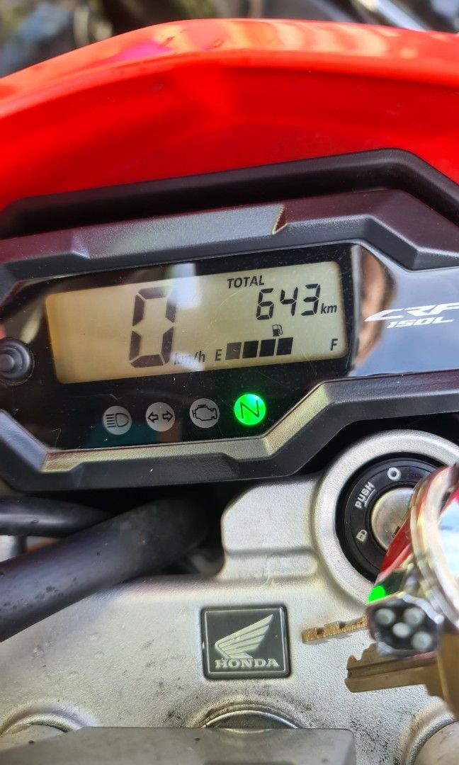 Honda CRF 150 (Category: Motorbikes for Sale) located in Marikina City. Submitted by ollandty (Listing ID 1258554797, Image 1). Description: FOR SALE: Honda CRF 150L 2022 model Complete OR/CR 2023 Registered Mileage 1005kms and going Brake-in period With LTO plate number Newly change oil Owner/Seller With carrier worth 5k and LED light RFS: no time to ride.