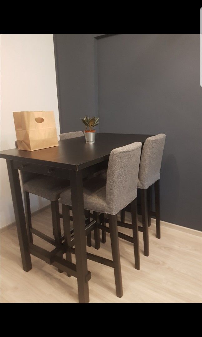 Ikea high dining table n chair, Furniture & Home Living, Furniture ...