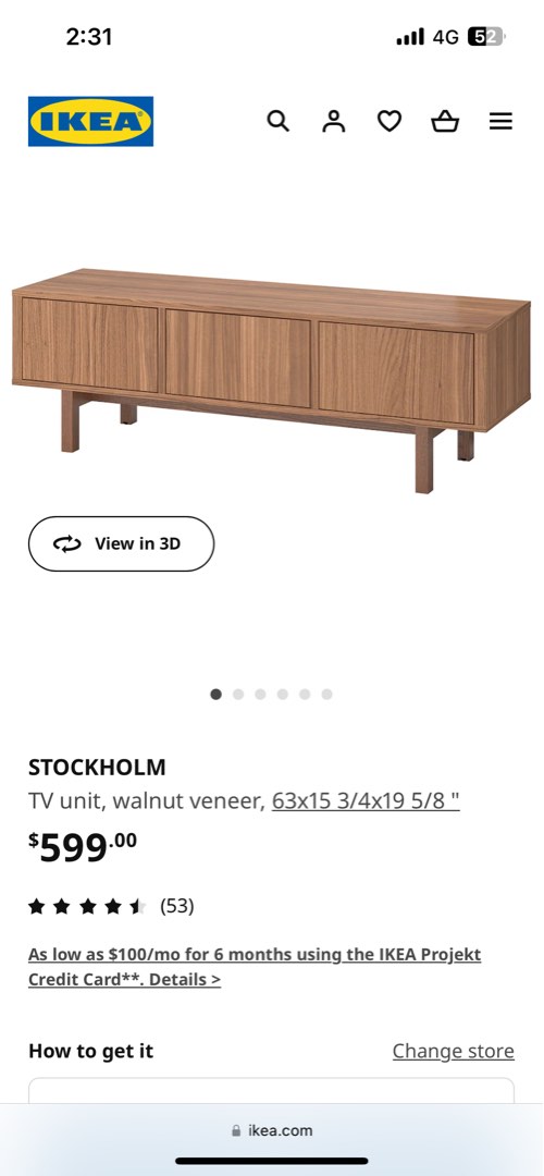 IKEA Stockholm TV Bench TV Console Walnut, Furniture & Home Living