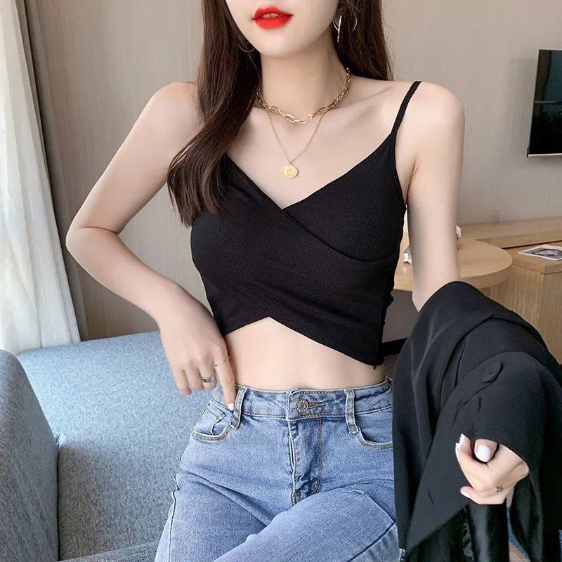 Knitted Cropped Tank Top (V-neck), Women's Fashion, Tops, Sleeveless on  Carousell
