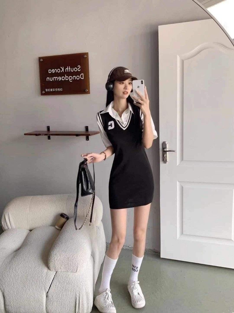 Segolike Korean Fashion Women Mini Dress Sleeveless Lace Splicing Clubwear  Bodycon Vest Dress Black/White : Amazon.in: Jewellery