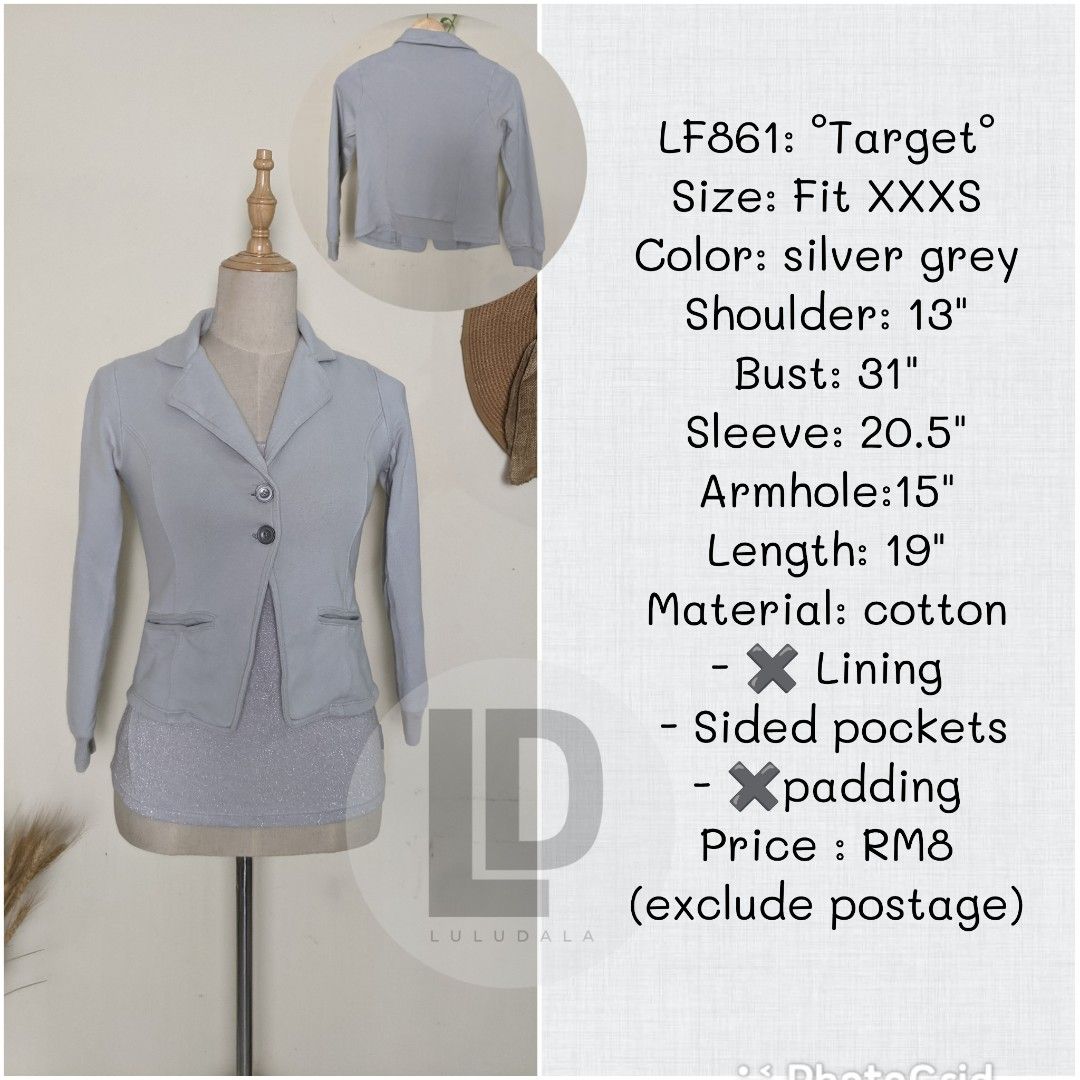 LF861 Target light grey Jacket Outerwear XXXS Women s Fashion