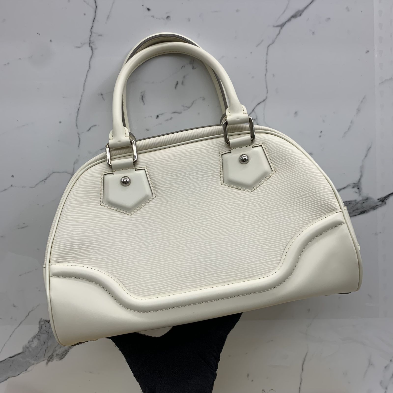 Louis Vuitton Handbag Bowling Montaigne PM M5932J Epi Leather White Ladies  LOUIS VUITTON