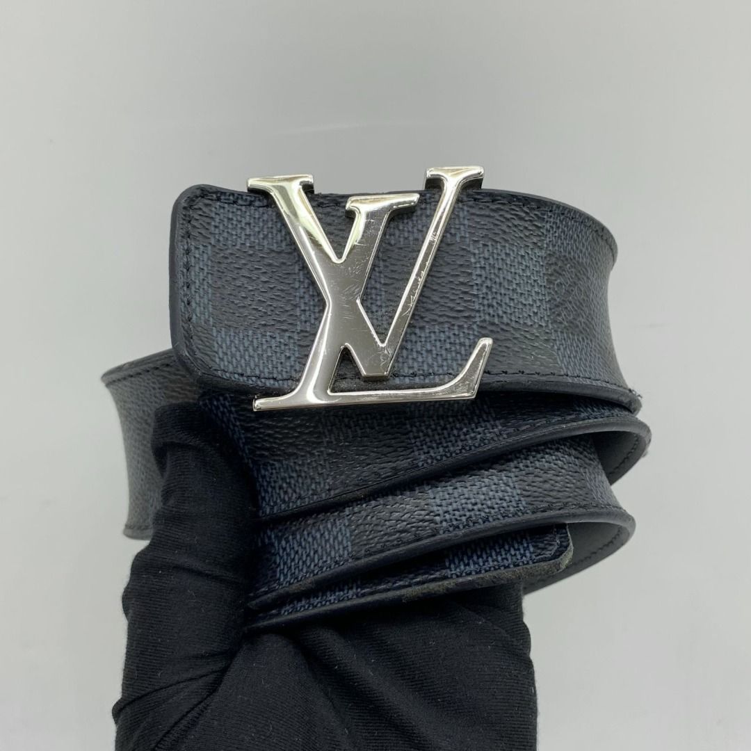 LV Initiales Reversible Belt Damier Cobalt and Leather Wide 90